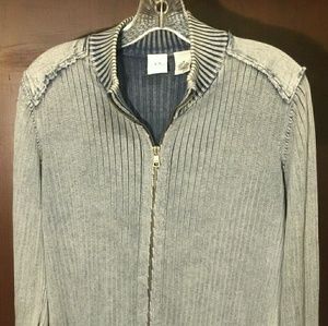 Armani Exchange Full Zip Sweater - Distressed Blue